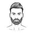 Bearded man hipster face illustration design.  Stylish man